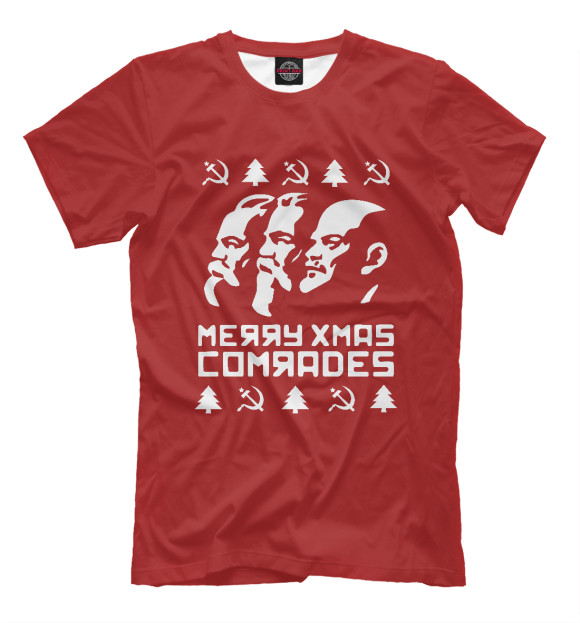 Мужская футболка с изображением Merry Xmas Comrades цвета Белый