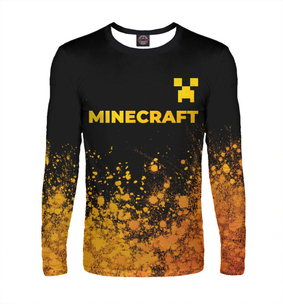 Мужской лонгслив с изображением Minecraft Gold Gradient цвета Белый