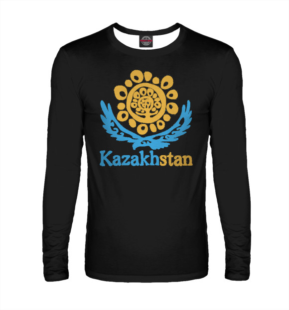 Мужской лонгслив с изображением Kazakhstan цвета Белый