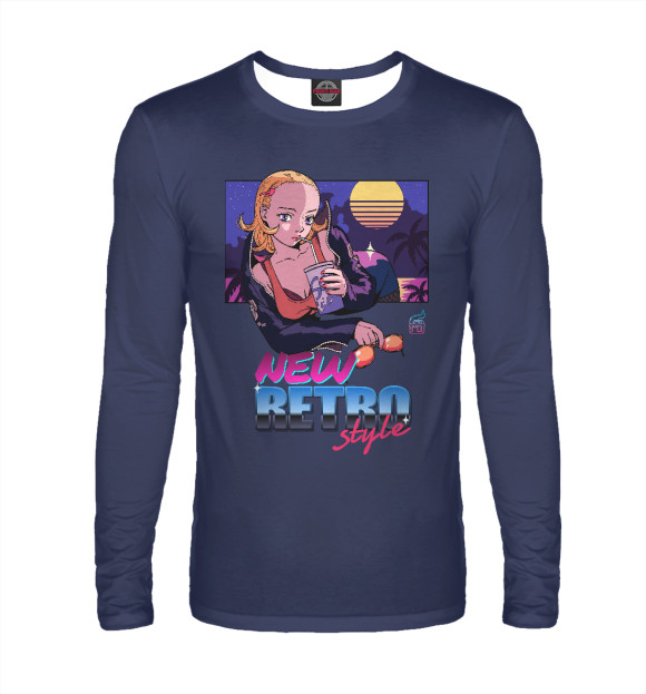 Мужской лонгслив с изображением New Retro цвета Белый