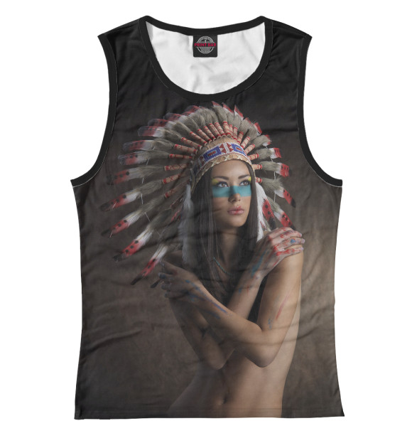 Женская майка с изображением Девочка-индеец цвета Белый