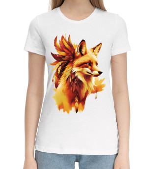 Женская хлопковая футболка Огненная лиса
