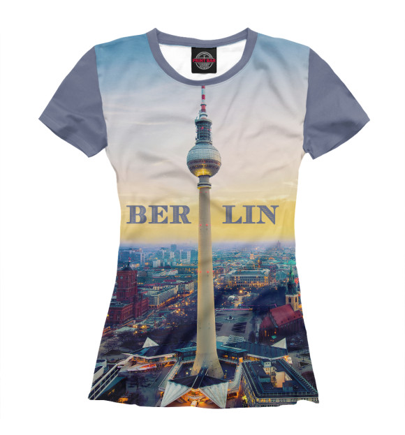 Женская футболка с изображением Берлинская телебашня (ГДР, 1967) цвета Белый