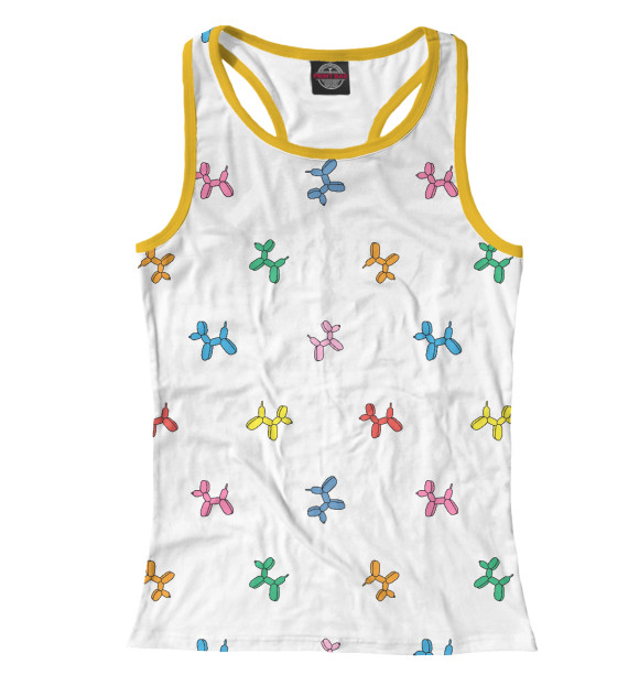 Женская майка-борцовка с изображением Baloon dogs цвета Белый