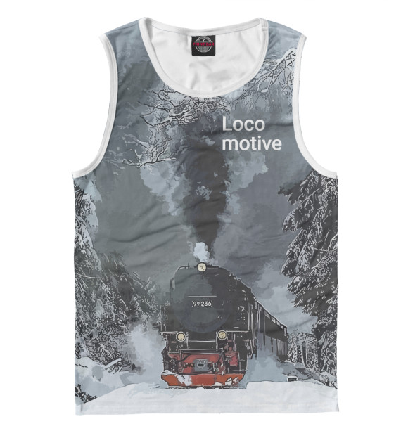 Мужская майка с изображением Locomotive цвета Белый