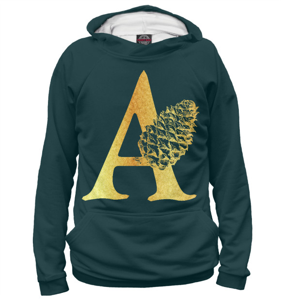 Женское худи с изображением Золотая буква А цвета Белый