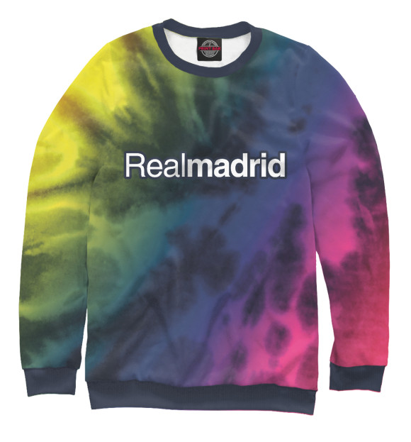Мужской свитшот с изображением Реал Мадрид - Tie-Dye цвета Белый