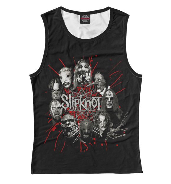 Майка для девочки с притом Slipknot цвета Белый Майка для девочки с изображением Slipknot цвета Белый