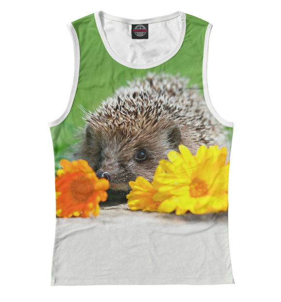 Майка для девочки с притом Ежик цвета Белый Майка для девочки с изображением Ежик цвета Белый