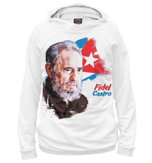 Мужское худи с изображением Fidel Castro цвета Белый