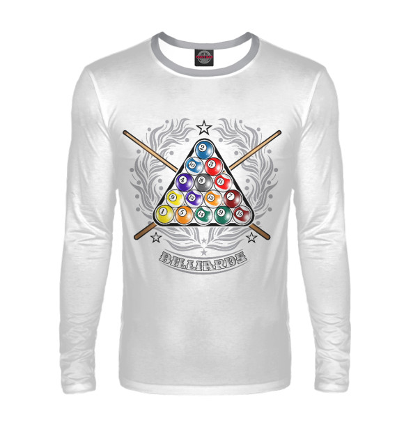 Мужской лонгслив с изображением Бильярд цвета Белый