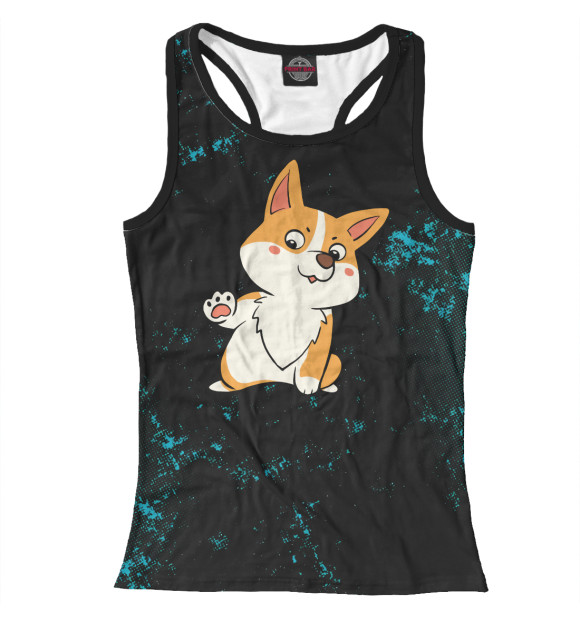 Женская майка-борцовка с изображением High Five Corgi цвета Белый