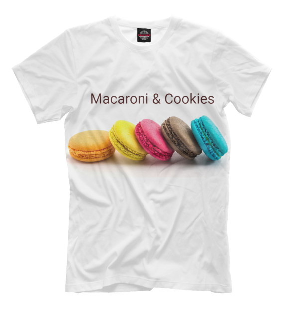 Мужская футболка с изображением Макарони цвета Молочно-белый