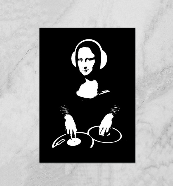 Плакат с притом Mona Lisa DJ цвета Белый Плакат с изображением Mona Lisa DJ цвета Белый