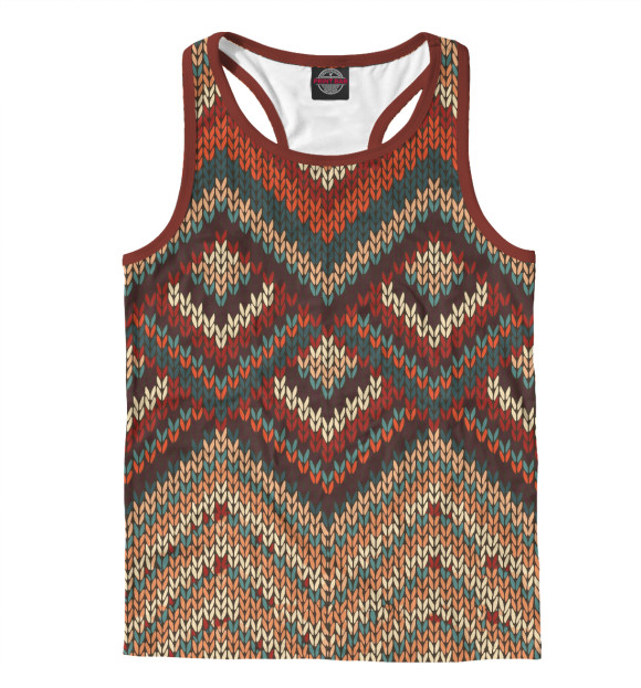 Мужская майка-борцовка с изображением Вязаный свитер цвета Белый