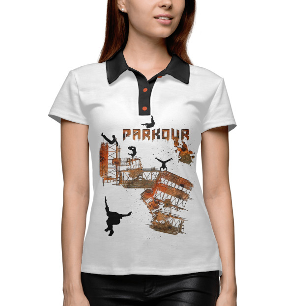 Женское поло с изображением Паркур цвета Белый