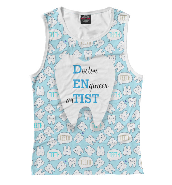 Майка для девочки с притом Dentist цвета Белый Майка для девочки с изображением Dentist цвета Белый