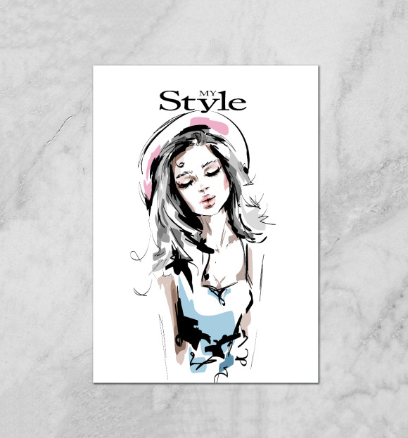 Плакат с изображением My style цвета Белый