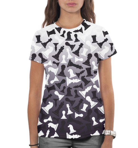Женская футболка с изображением Шахматы цвета Белый