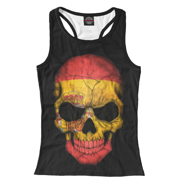 Женская майка-борцовка с изображением Череп - Испания цвета Белый
