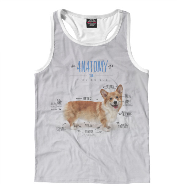 Мужская майка-борцовка с изображением Welsh Corgi цвета Белый