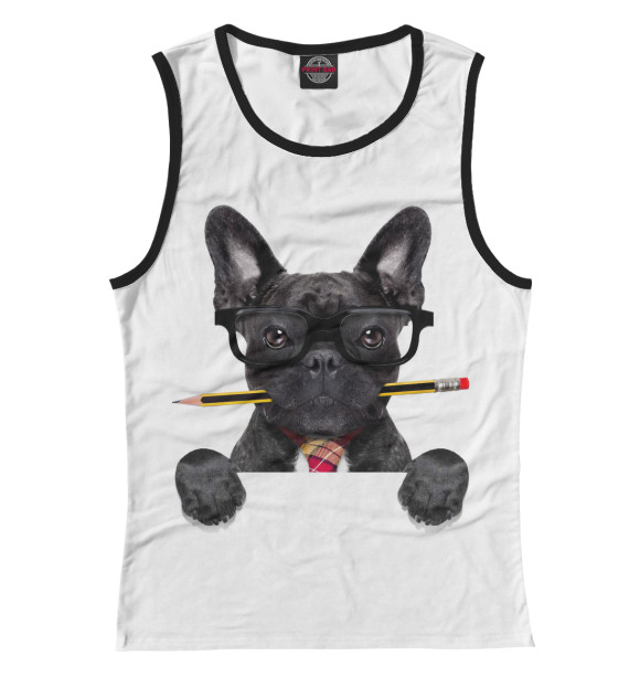 Майка для девочки с изображением Французский бульдог цвета Белый