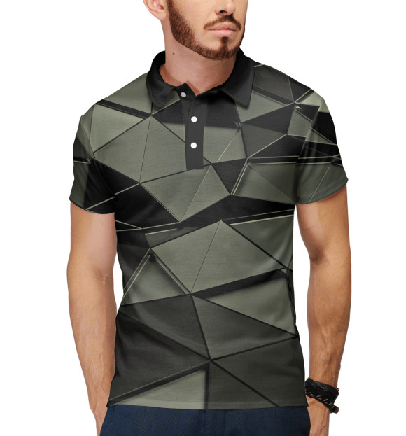 Мужское поло с изображением Gray Abstract цвета Белый