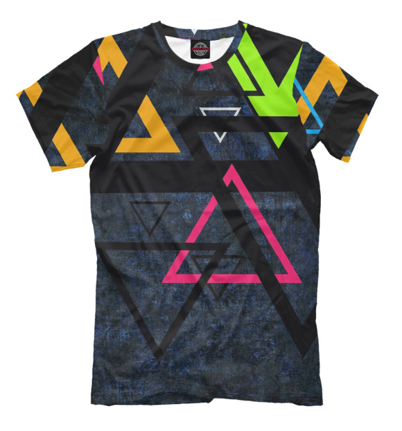 Мужская футболка с изображением Треугольник цвета Черный