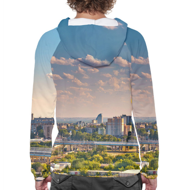 Мужское худи с изображением Волгоград цвета Белый