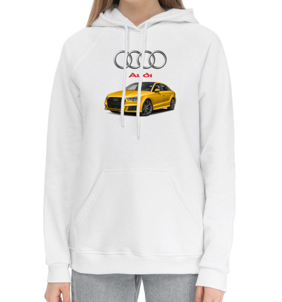 Женский хлопковый худи с изображением Audi цвета Белый