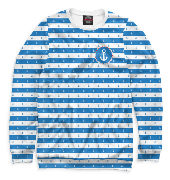 Мужской свитшот с изображением Тельняшка цвета Белый