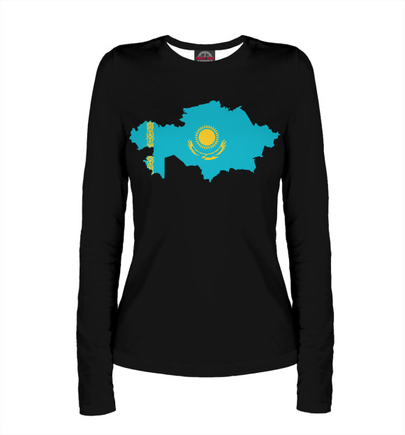 Женский лонгслив с изображением Казахстан цвета Белый