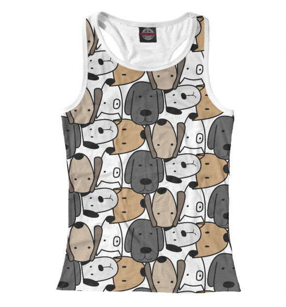 Женская майка-борцовка с изображением Собачки цвета Белый