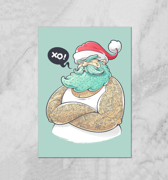 Плакат с изображением Santa Hipster цвета Белый