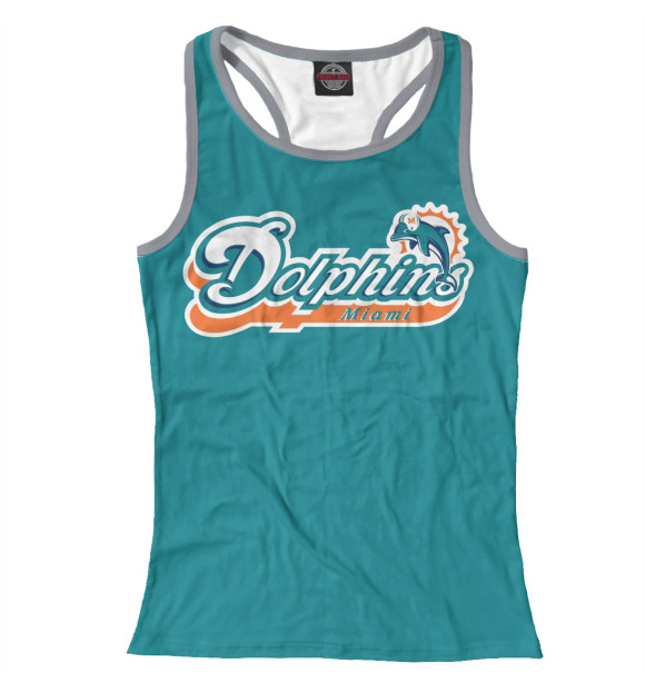 Женская майка-борцовка с изображением Miami Dolphins - Майами Долфинс цвета Белый