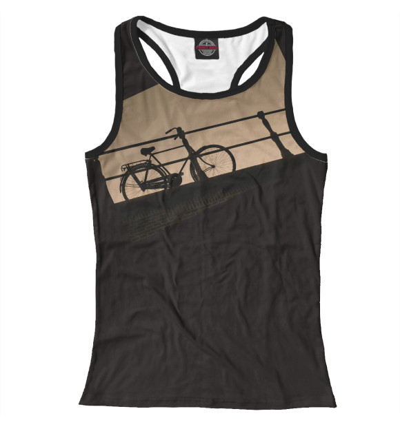 Женская майка-борцовка с изображением Велозакат цвета Белый