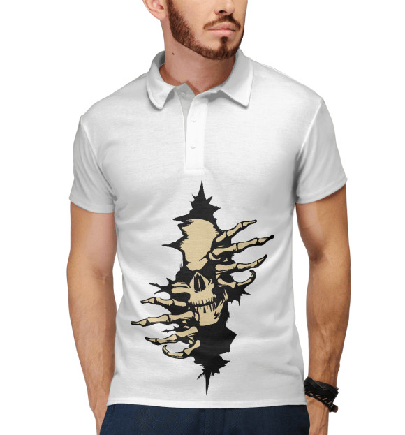 Мужское поло с изображением Inside цвета Белый