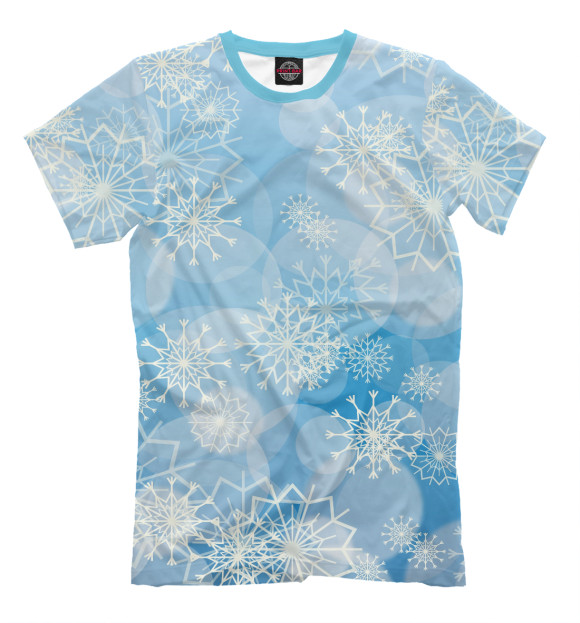 Мужская футболка с изображением Нежные снежинки цвета Белый