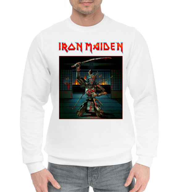 Мужской хлопковый свитшот с изображением Iron Maiden цвета Белый