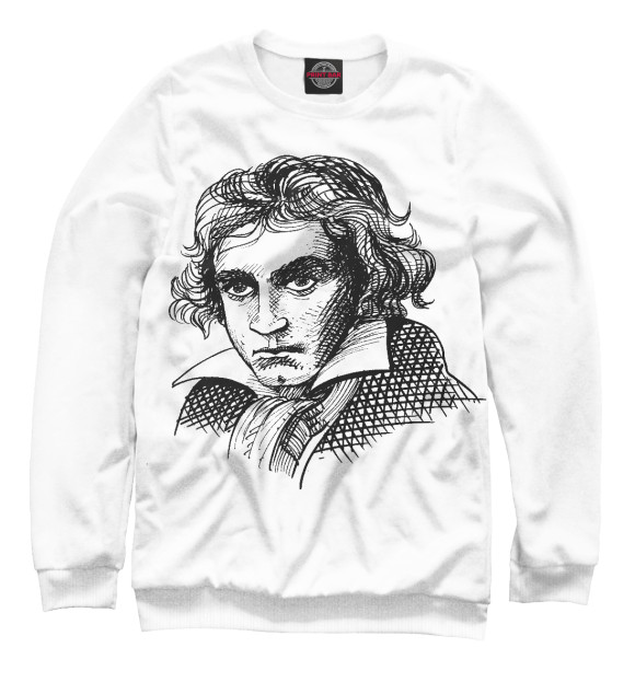 Мужской свитшот с изображением Бетховен цвета Белый
