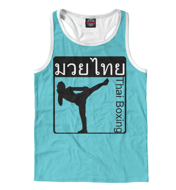 Мужская майка-борцовка с изображением Тайский Бокс цвета Белый