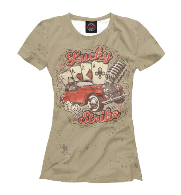 Женская футболка с притом Lucky Strike цвета Белый Женская футболка с изображением Lucky Strike цвета Белый