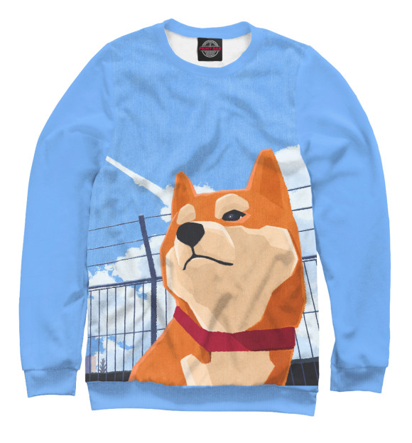 Женский свитшот с изображением shiba inu цвета Белый