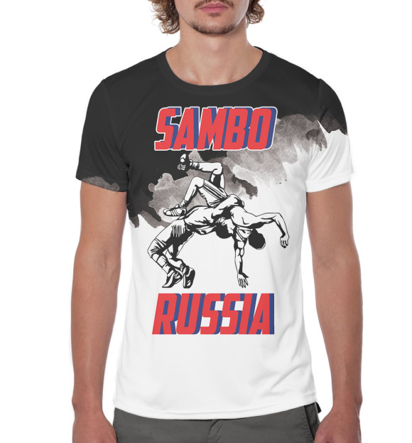Мужская футболка с изображением Самбо цвета Белый