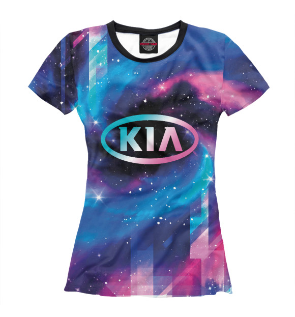 Женская футболка с изображением KIA Неоновый Космос цвета Белый
