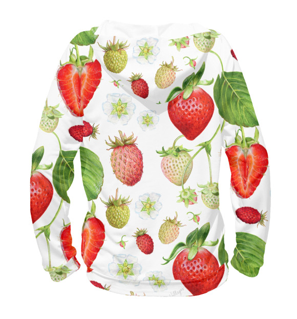 Женское худи с изображением Клубнички цвета Белый
