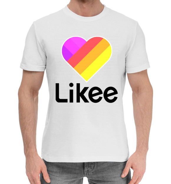 Мужская хлопковая футболка с изображением Likee цвета Белый