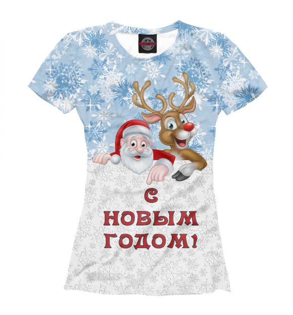 Женская футболка с изображением С Новым Годом! цвета Белый