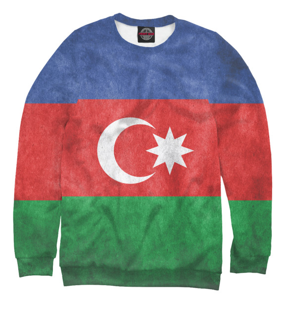 Мужской свитшот с изображением Флаг Азербайджана цвета Белый
