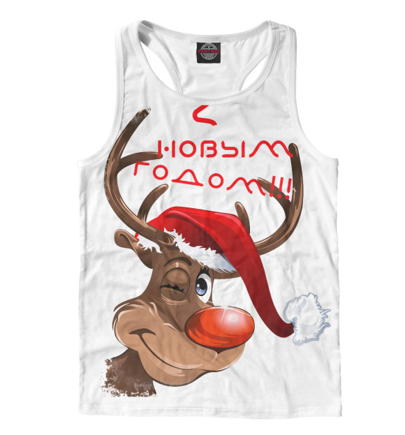 Мужская майка-борцовка с изображением Новый год 2017 цвета Белый